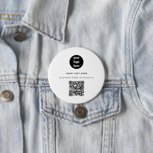 Badge Rond 7,6 Cm Logo d'entreprise de code QR Moderne minimaliste