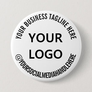 Badge Rond 7,6 Cm Logo d'entreprise personnalisé Tagline Médias soci