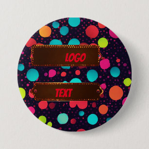 Badge Rond 7,6 Cm Logo d'illustration couleur néon à pois