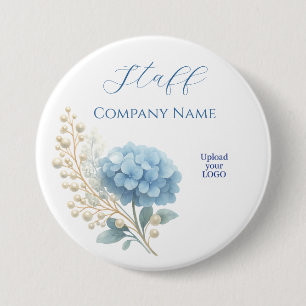 Badge Rond 7,6 Cm Logo élégant du Merci Hydrangea Blue