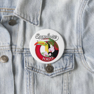 Badge Rond 7,6 Cm Logo Explore Haïti patch de voyage.