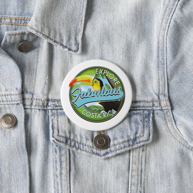 Badge Rond 7,6 Cm Logo Explorez Costa Rica fabuleuse (En situation)