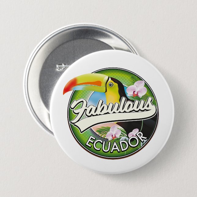 Badge Rond 7,6 Cm Logo Explorez l'Équateur fabuleux (Devant & derrière)