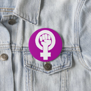 Badge Rond 7,6 Cm Logo, féministe/feminista, égalité/igualidad :