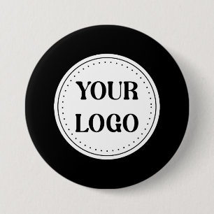 Badge Rond 7,6 Cm Logo Marque Noire Entreprise Commerciale Société