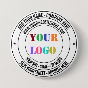 Badge Rond 7,6 Cm Logo Texte Personnalisé Nom Adresse Site Web Promo