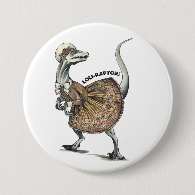 Badge Rond 7,6 Cm Loli Raptor (Devant)