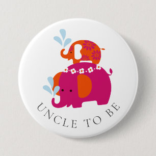 Badge Rond 7,6 Cm L'oncle Baby shower de l'éléphant Mod