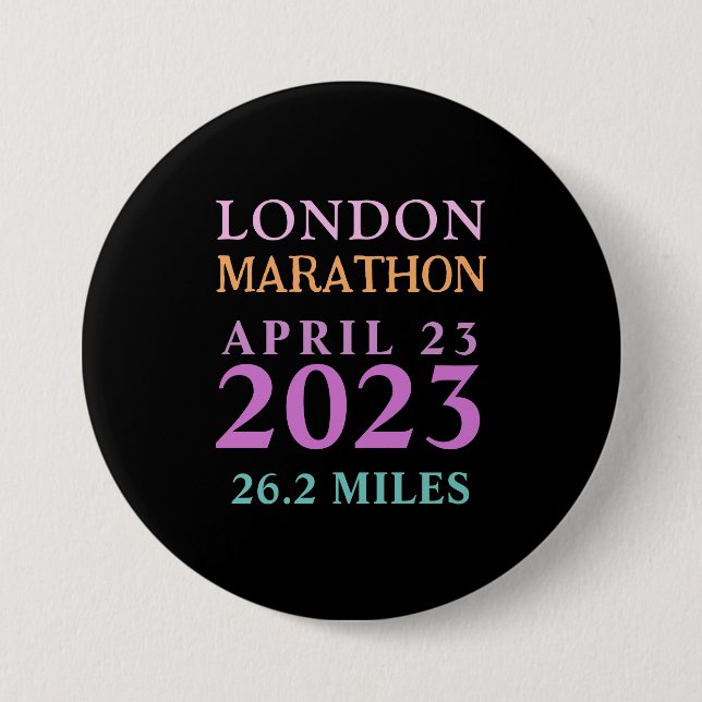 Badge Rond 7,6 Cm Londres 23 avril Marathon texte personnalisé (Devant)