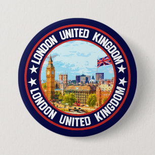 Badge Rond 7,6 Cm Londres Royaume-Uni