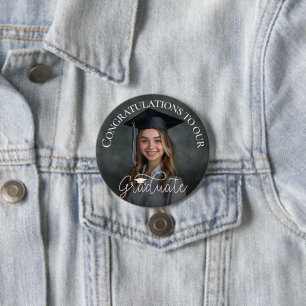Badge Rond 7,6 Cm Loose Script Photo Graduation Félicitations Grad