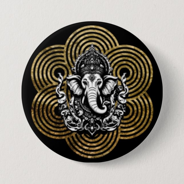 Badge Rond 7,6 Cm Lord Ganesha (Devant)