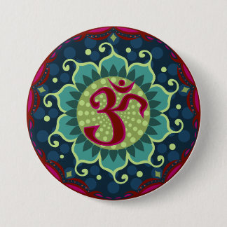Badge Rond 7,6 Cm Lotus Aum - OM