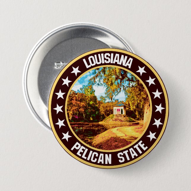 Badge Rond 7,6 Cm Louisiane (Devant & derrière)