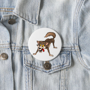 Badge Rond 7,6 Cm Loup affamé