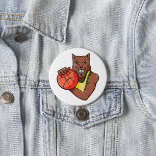 Badge Rond 7,6 Cm Loup de basket-ball
