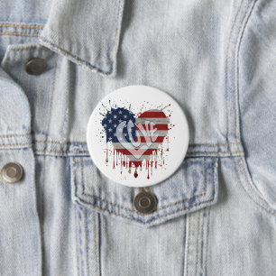 Badge Rond 7,6 Cm Love American Flag