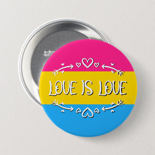 Badge Rond 7,6 Cm Love is Love Pansexual Pride Flag Bouton