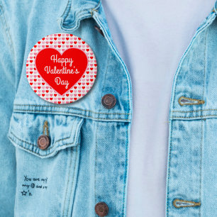 Badge Rond 7,6 Cm Love Red Heart Rose & Red Valentine Heart Motif