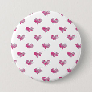 Badge Rond 7,6 Cm Love Valentine's Day Hot Pink Heart Sketch