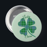 Badge Rond 7,6 Cm Lucky Green Plaid Shamrock Four-Leaf Clover<br><div class="desc">Green plaid shamrock or four-leaf clover for good luck all year long! This shamrock graphic can be transferred to many other products and re-sized. Text is customizable.</div>