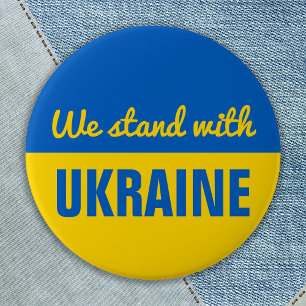 Badge Rond 7,6 Cm L'Ukraine soutient le drapeau ukrainien bleu jaune
