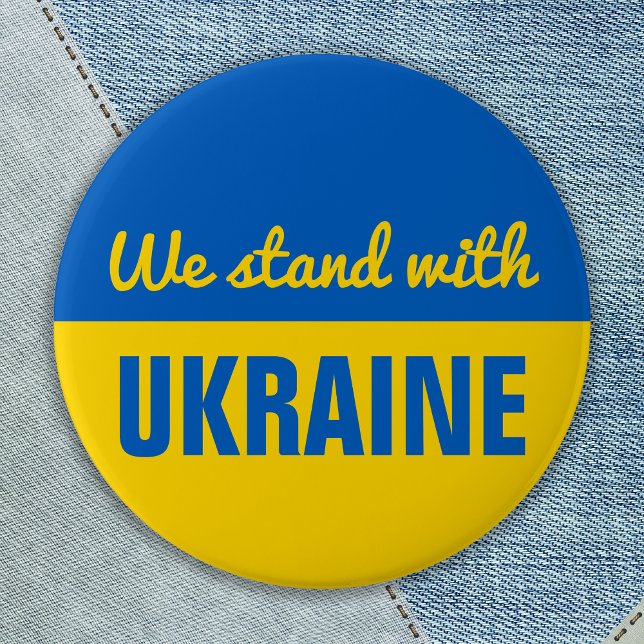 Badge Rond 7,6 Cm L'Ukraine soutient le drapeau ukrainien bleu jaune (Créateur téléchargé)
