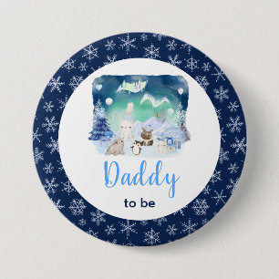 Badge Rond 7,6 Cm Lumières du Nord Animaux Arctiques Futur Papa
