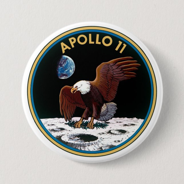 Badge Rond 7,6 Cm Lune Landing 50e anniversaire Apollo 11 Mission (Devant)