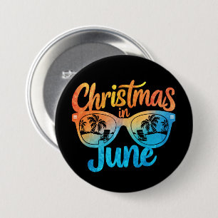 Badge Rond 7,6 Cm Lunettes de soleil Noël en juin Vacances d'été drô