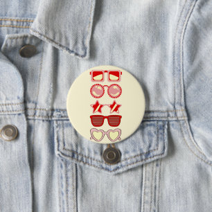 Badge Rond 7,6 Cm lunettes rouges et jaunes bouton de jour du jeu
