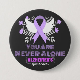 Badge Rond 7,6 Cm Lutte contre le Ruban d'Alzheimer Sensibilisation 