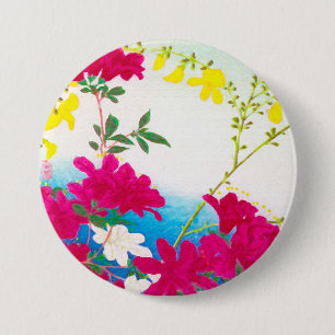 Badge Rond 7,6 Cm Lys japonais - magenta, bleu jaune