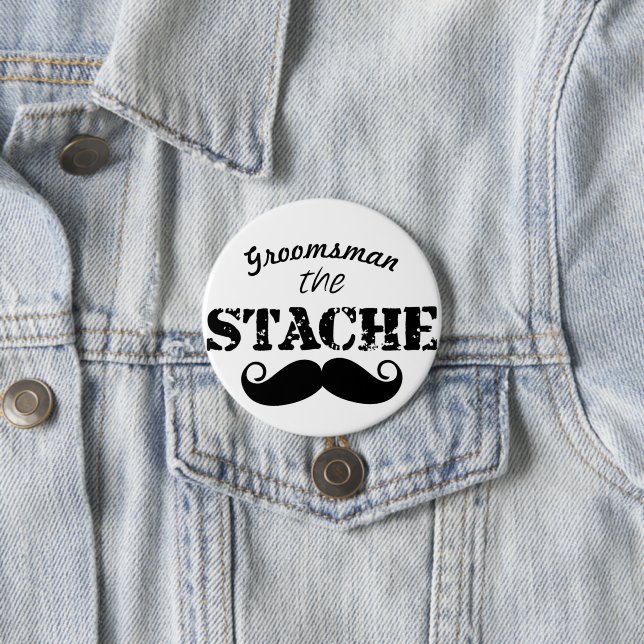 Badge Rond 7,6 Cm M. Mustache Hipster Motif (En situation)