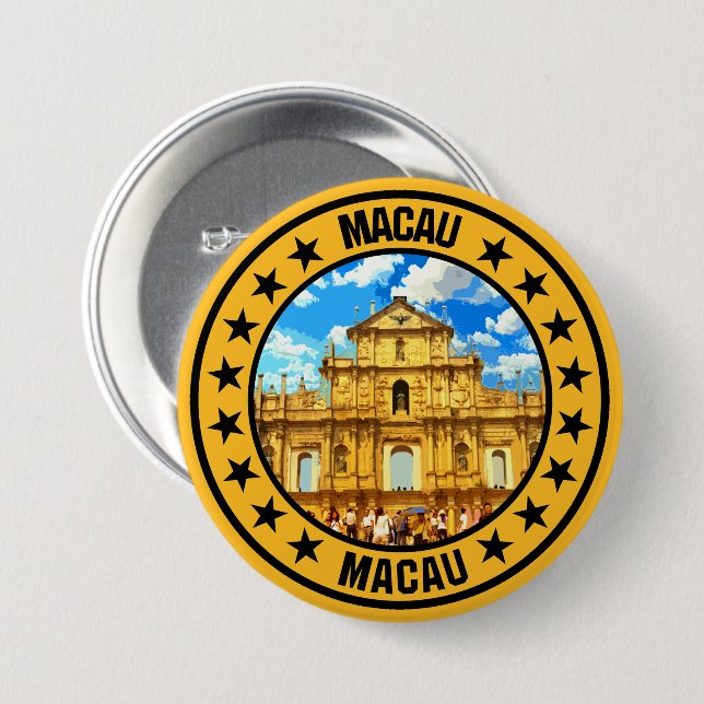 Badge Rond 7,6 Cm Macao (Devant & derrière)