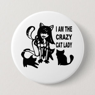 Badge Rond 7,6 Cm Madame folle Button de chat