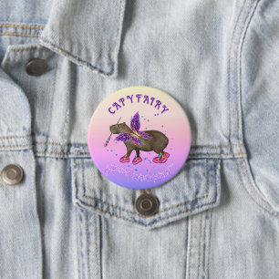 Badge Rond 7,6 Cm Magie de la Fée Capybara