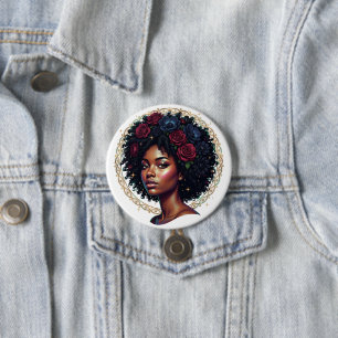 Badge Rond 7,6 Cm Magie des filles noires Afro Diva