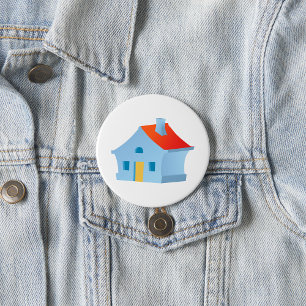 Badge Rond 7,6 Cm Maison de Dessin Animé Fantaisiste Maison Colorée