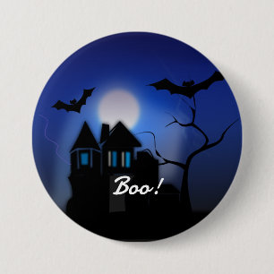 Badge Rond 7,6 Cm Maison effrayante, Hou !