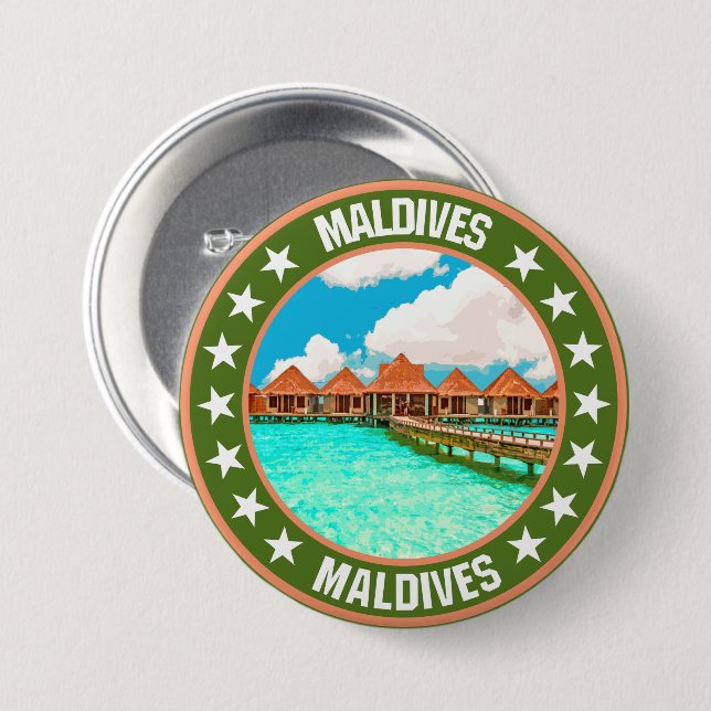 Badge Rond 7,6 Cm Maldives (Devant & derrière)