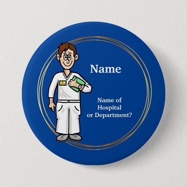 Badge Rond 7,6 Cm Male Nurse Customize Button (Devant)