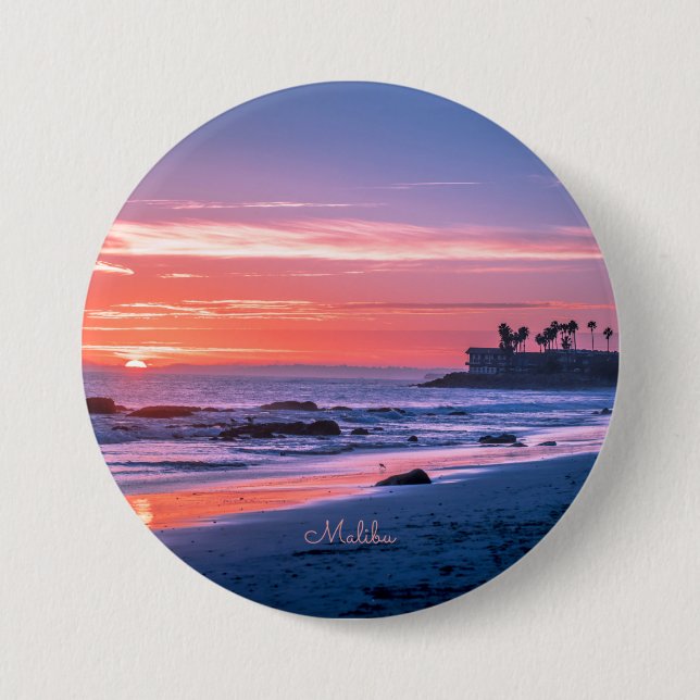 Badge Rond 7,6 Cm Malibu, CA photo pittoresque (Devant)
