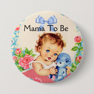 Badge Rond 7,6 Cm Mama à être baby shower bouton avec Vintage Graphi