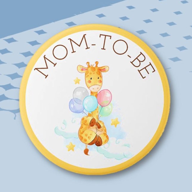 Badge Rond 7,6 Cm Maman À Être Baby shower Bouton Giraffe (Créateur téléchargé)