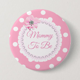 Badge Rond 7,6 Cm Maman à être bouton blanc rose de fleur de point