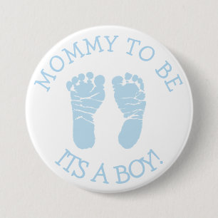 Badge Rond 7,6 Cm Maman à être bouton bleu et blanc de baby shower