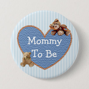 Badge Rond 7,6 Cm Maman à être bouton de baby shower d'ours de