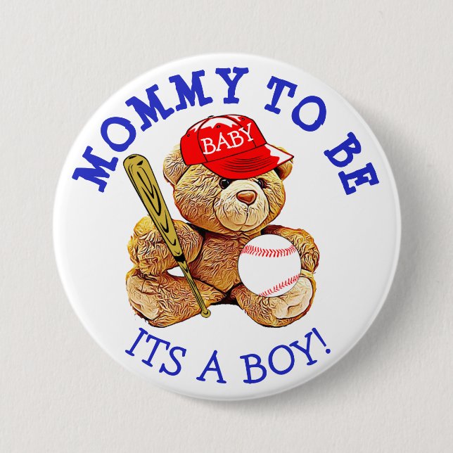Badge Rond 7,6 Cm Maman à être bouton de baby shower d'ours de (Devant)