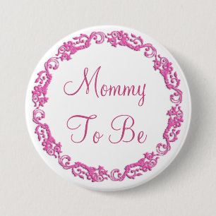 Badge Rond 7,6 Cm Maman à être bouton rose de baby shower